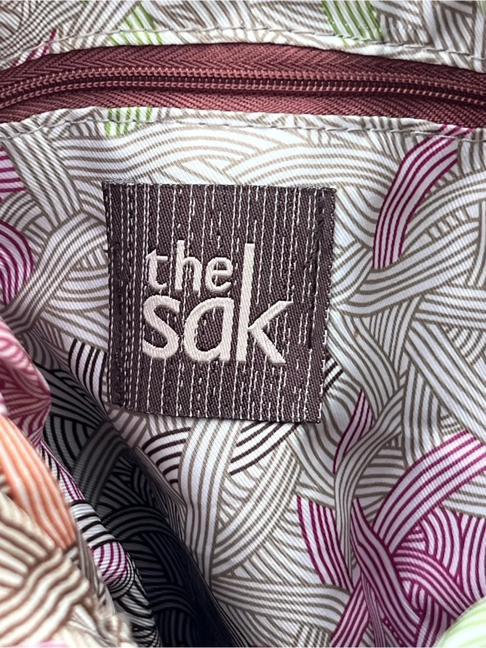 The Sak De Young Pink Leather Crossbody Bag Multi Pocket Boho Tassel Y2K Slouchy